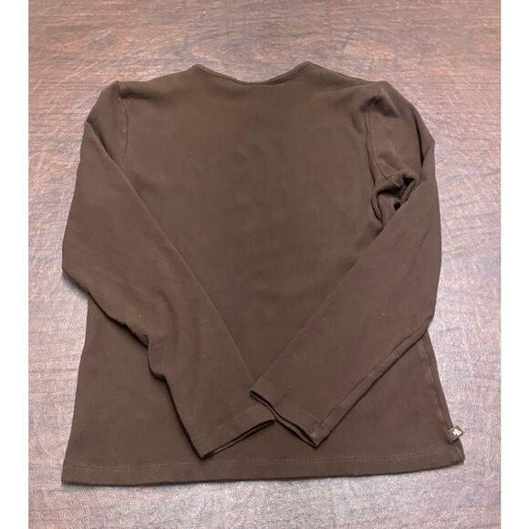 Lauren Ralph Lauren Women’s Brown Ribbed Long Sleeve Top Size L Stretch Classic‎ - Picture 2 of 7